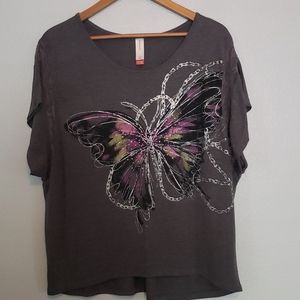 🔵 2 for $15   Boundaries Grey Butterfly Top